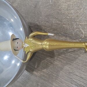 Vtg Dapper Man Gold Tuxedo & Top Hat Christmas Ornament Figurine 6 in